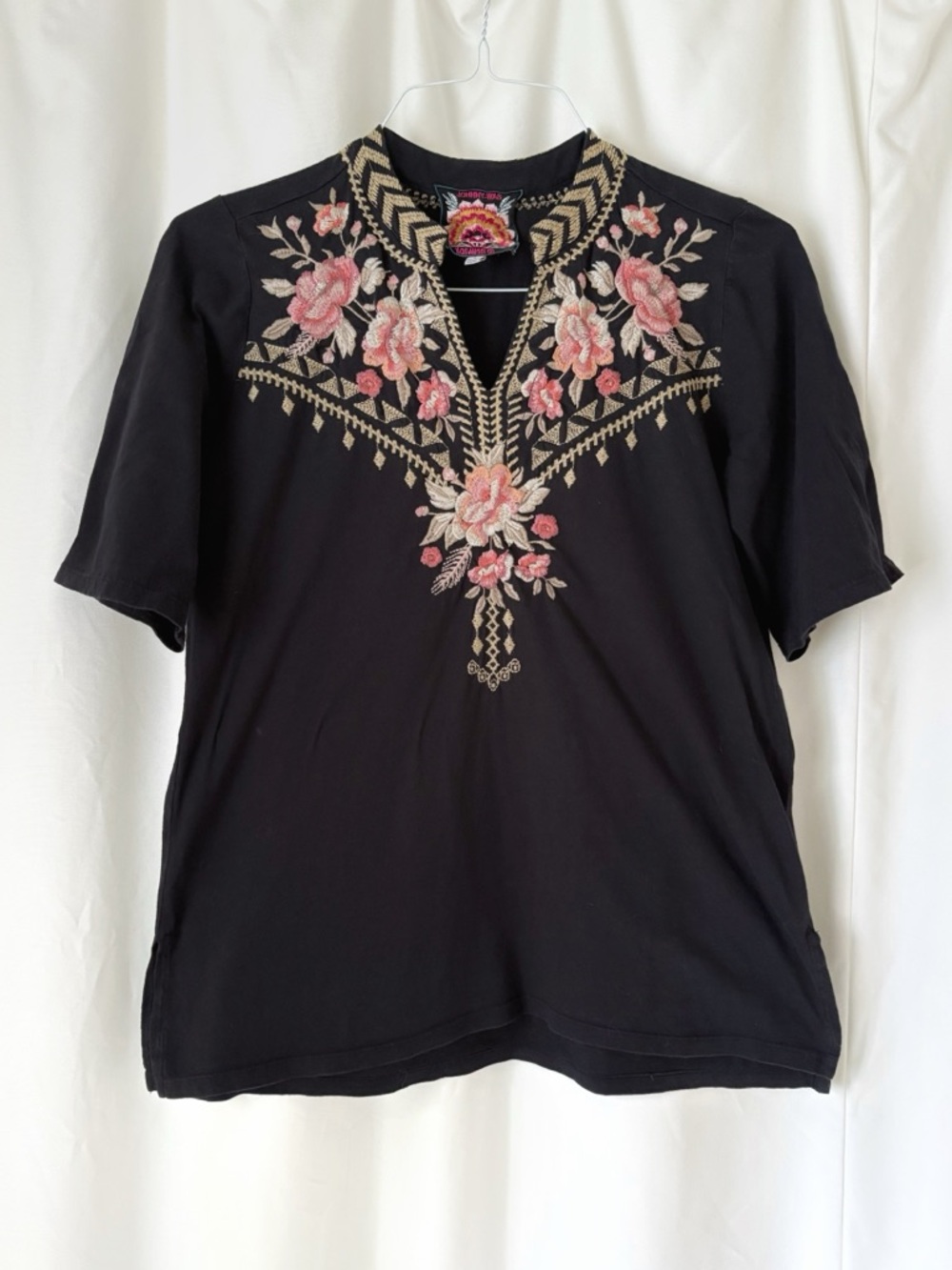 Johnny Was Pink Embroidered Floral Cotton Tunic Top Size Small - Picture 3 of 10